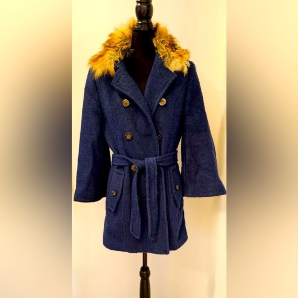 Laundry by Shelli Segal Faux Fur Trim Wool Coat - Size 8